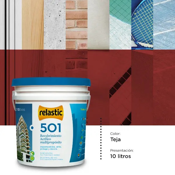 [501T10] 501 Recubrimiento Multipropósito Mate (Teja, 10 Litros)