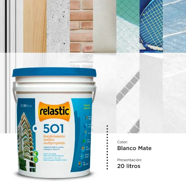 [50120] 501 Recubrimiento Multipropósito Mate (Blanco, 20 Litros)