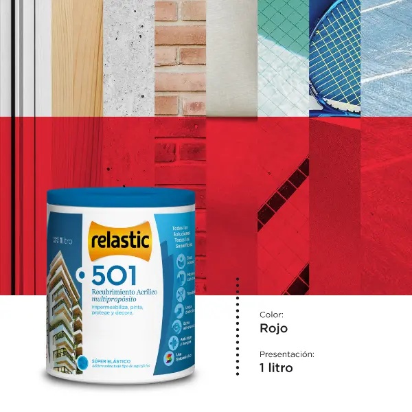 [501R1] 501 Recubrimiento Multipropósito Mate (Rojo, 1 Litro)