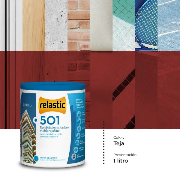 [501T1] 501 Recubrimiento Multipropósito Mate (Teja, 1 Litro)