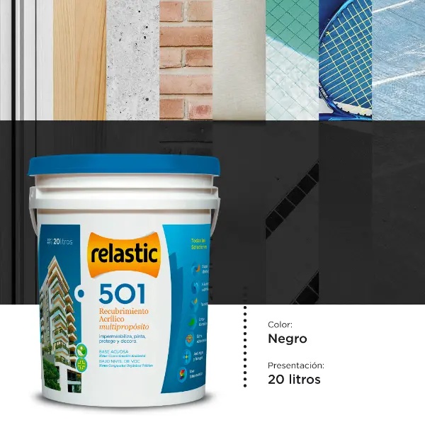 [501N20] 501 Recubrimiento Multipropósito Mate (Negro, 20 Litros)