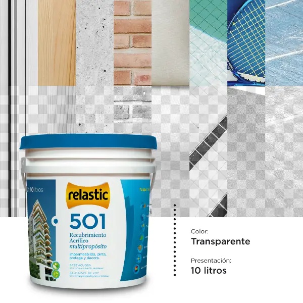 [501TR10] 501 Recubrimiento Multipropósito Mate (Transparente, 10 Litros)