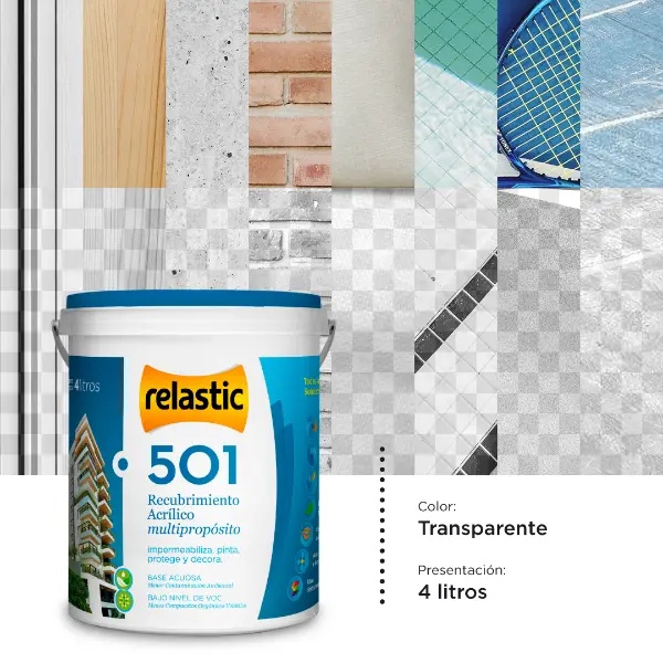 [501TR4] 501 Recubrimiento Multipropósito Mate (Transparente, 4 Litros)