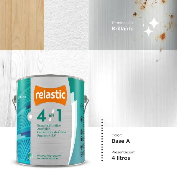 [41BA4] 4 en 1 Esmalte Multifunción Brillante (Base A, 4 Litros)